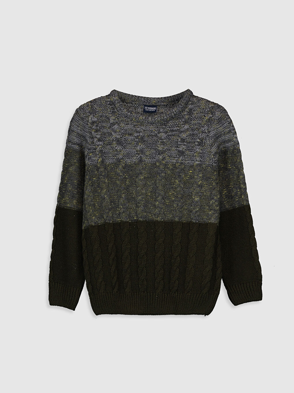 Дөңгелек жағалы өз өрнекті ұзын жеңді ұл жұқа трикотаж жемпір