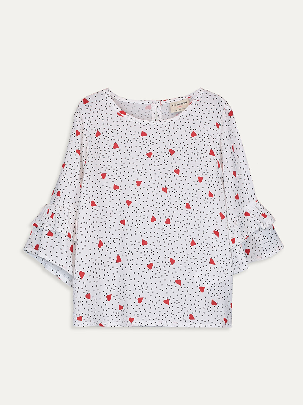 Ekru Bisiklet Yaka Uzun Kollu Kız Çocuk Bluz