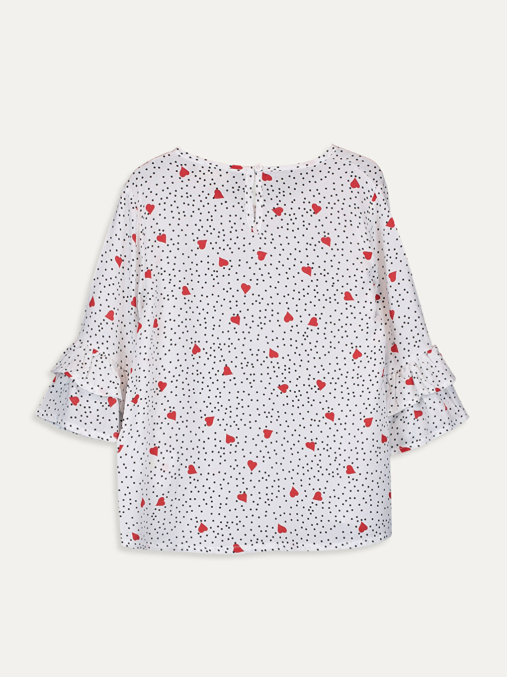 Ekru Bisiklet Yaka Uzun Kollu Kız Çocuk Bluz-1