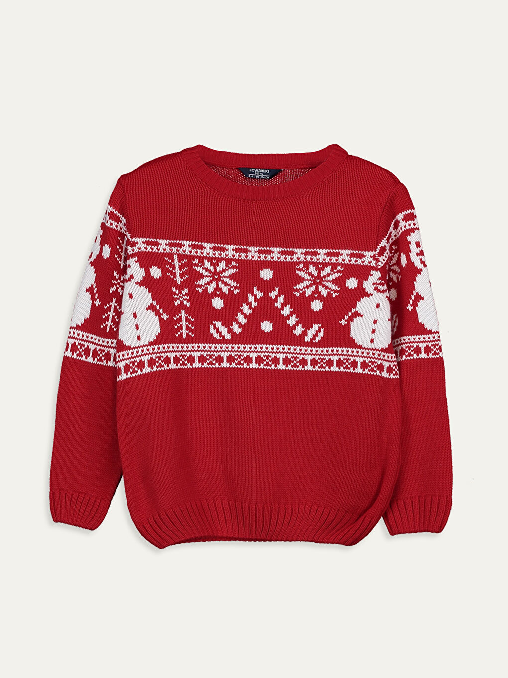 LCW Kids Crew Neck Christmas Themed Long Sleeve Boy Knitwear Sweater Father and Son Combination -9WI841Z4-MQ5