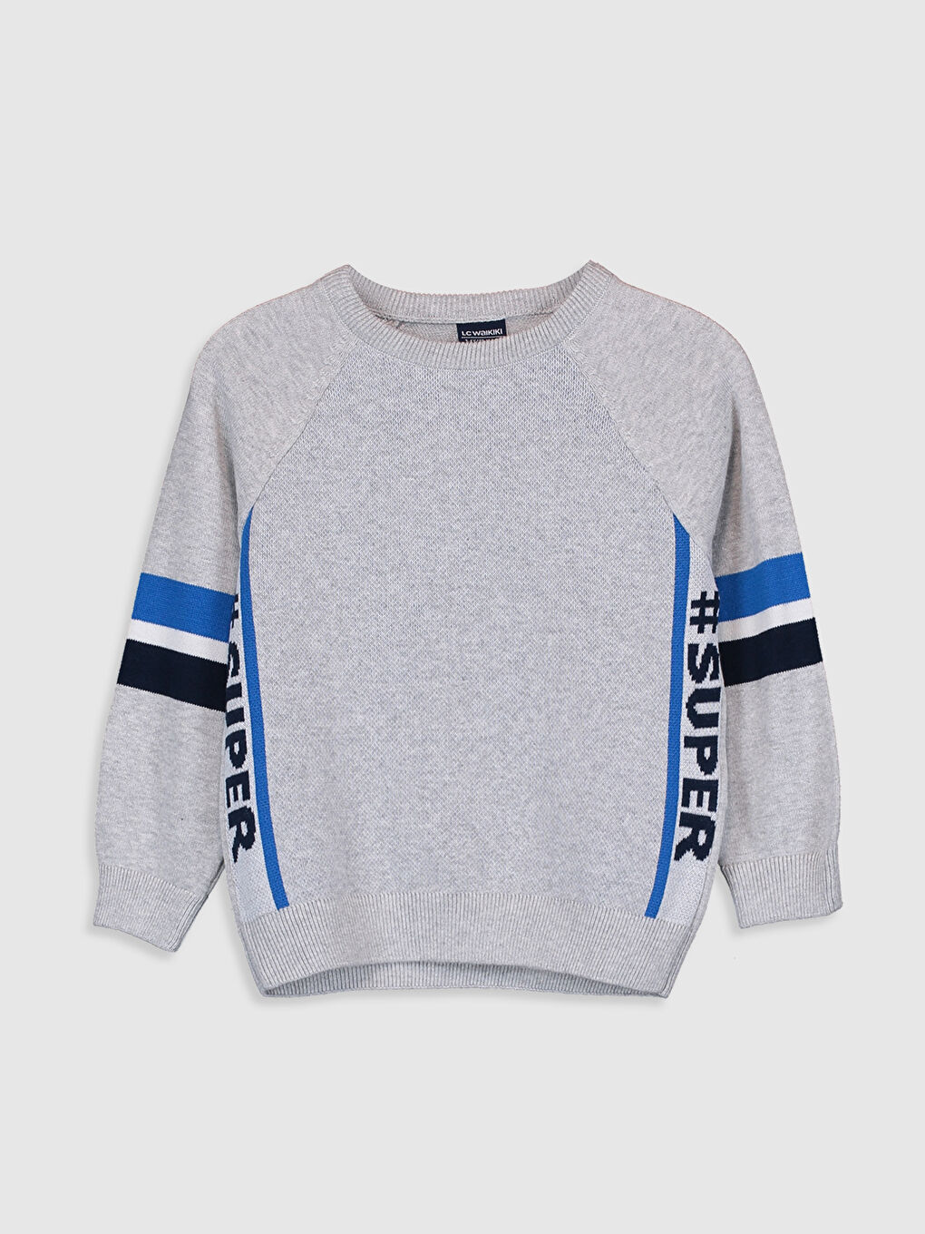 Crew Neck Patterned Long Sleeve Boy Tricot Sweater