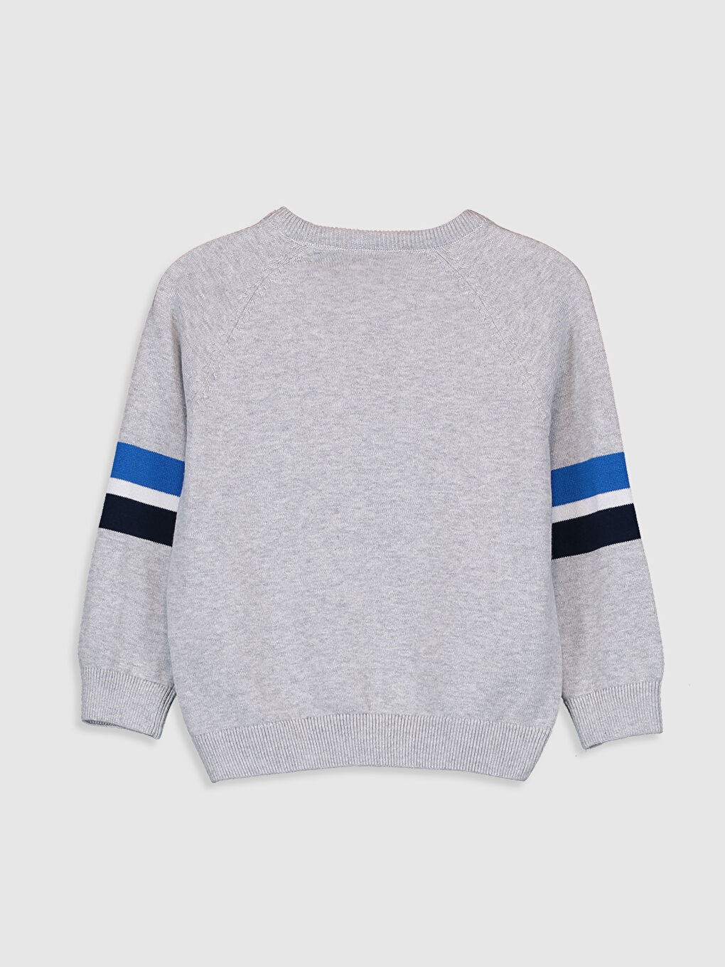 Crew Neck Patterned Long Sleeve Boy Tricot Sweater-1