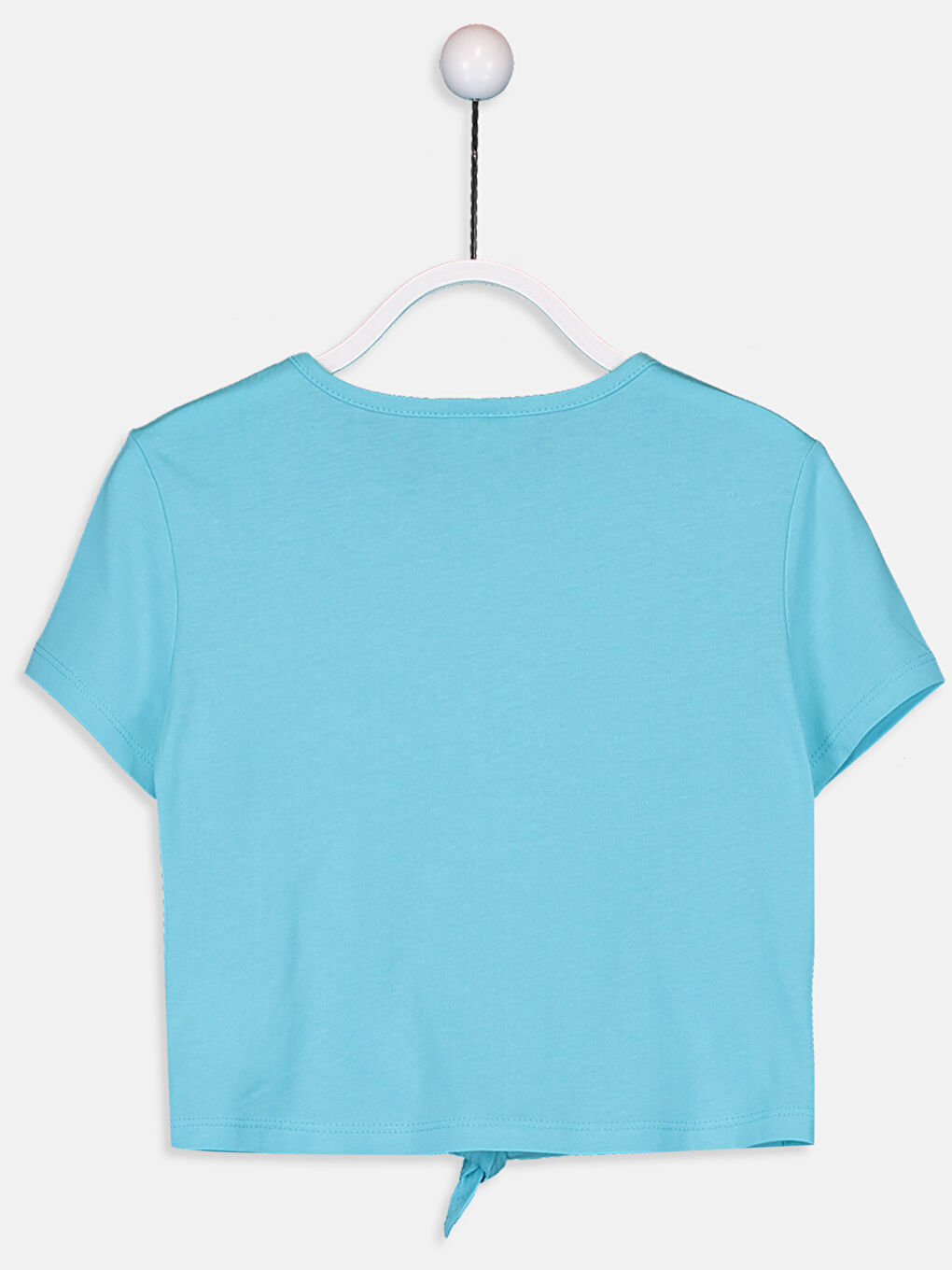 Turkuaz Bisiklet Yaka Kısa Kollu Kız Çocuk Tişört-1