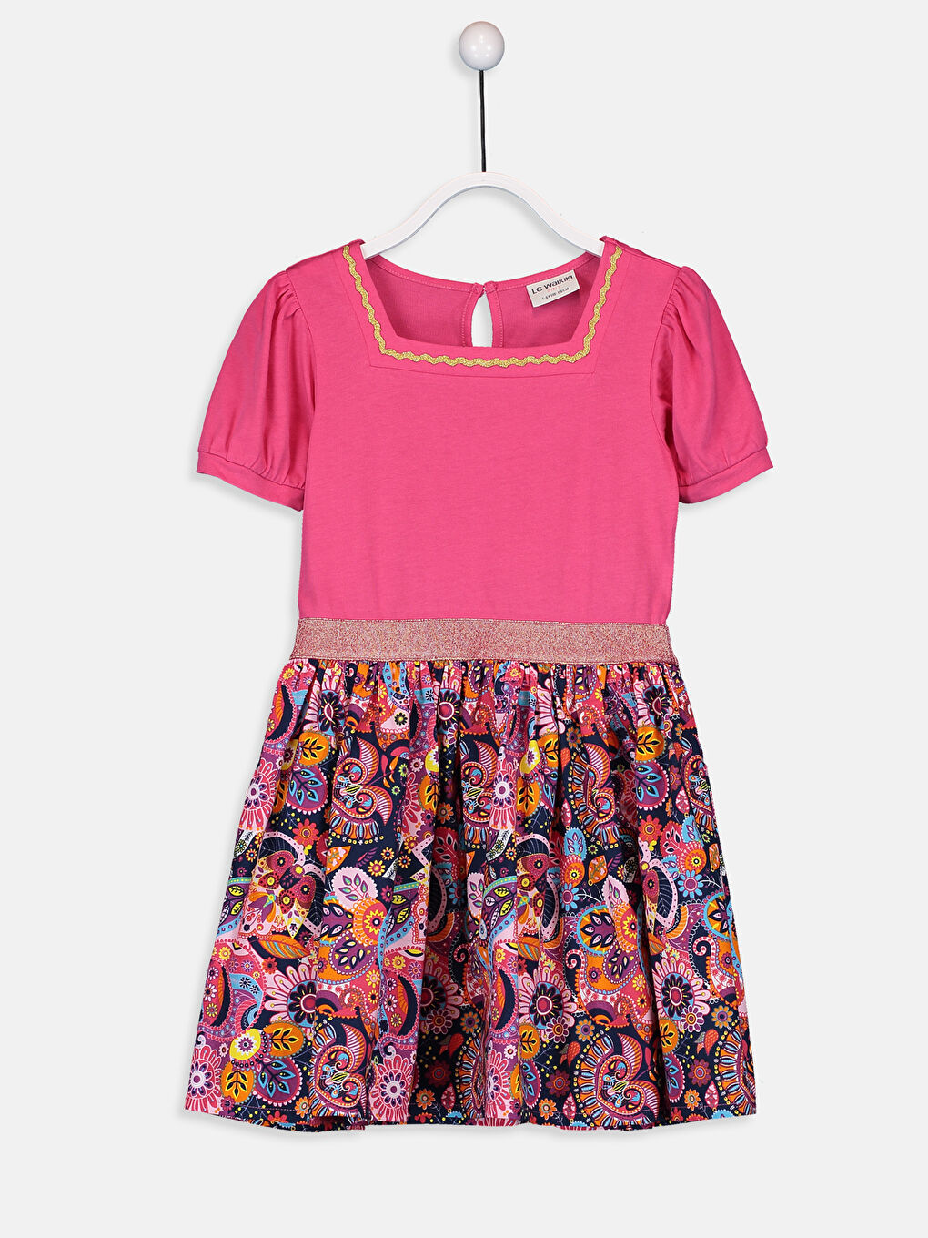 Fuşya Bisiklet Yaka Kız Çocuk Elbise