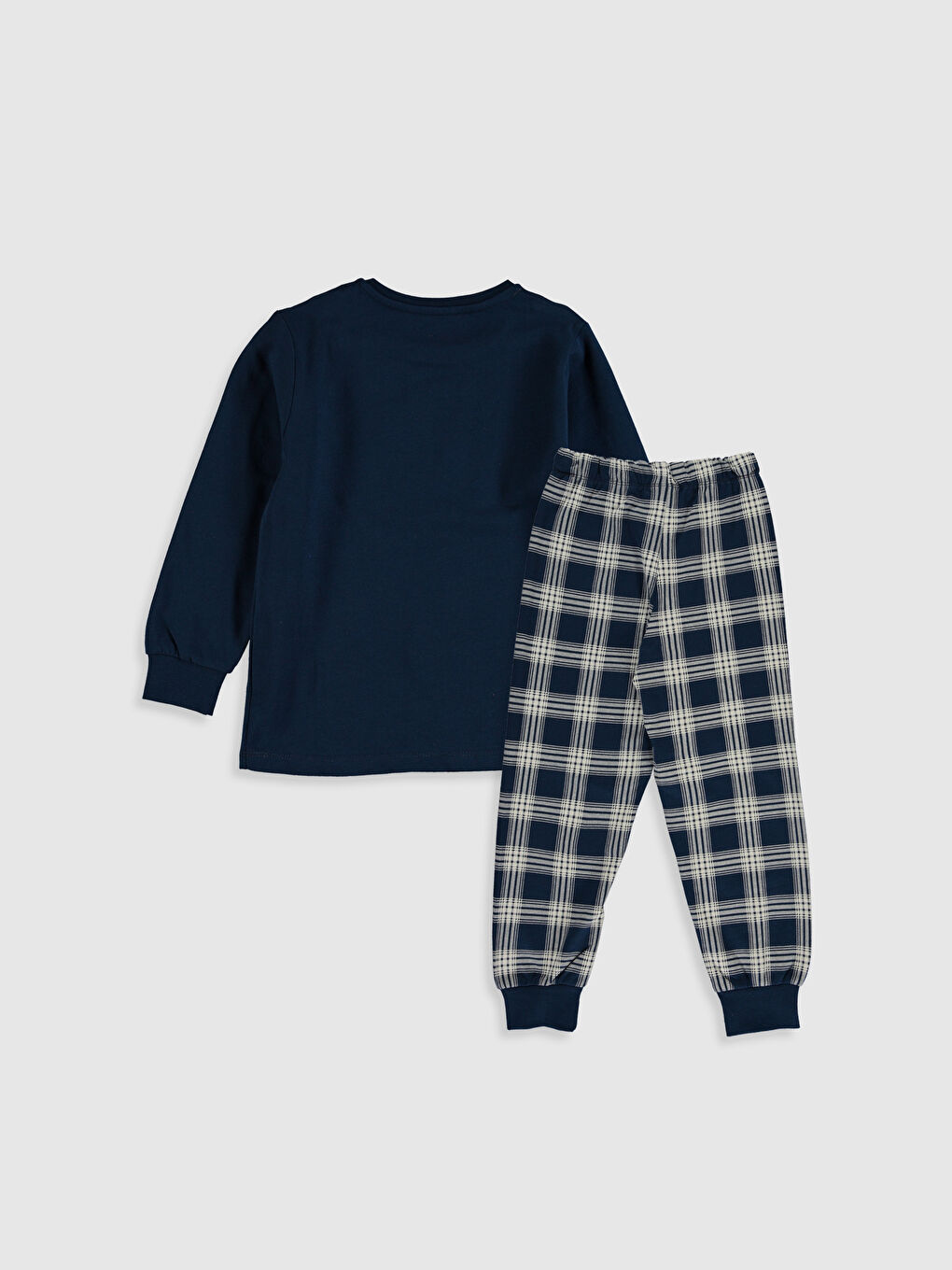 Lacivert Bisiklet Yaka Uzun Kollu Erkek Çocuk Pijama Takım-1