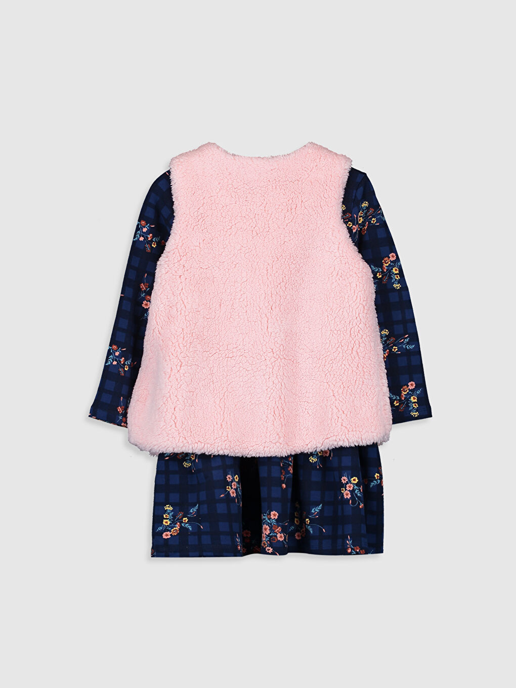 Lacivert Bisiklet Yaka Kız Çocuk Elbise-1