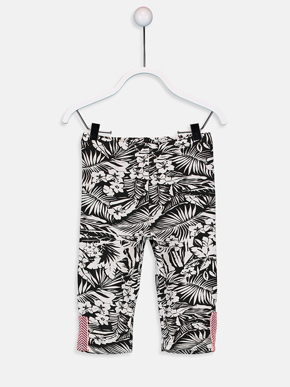Siyah Kız Bebek Çiçek Desenli Pamuklu Tayt Anne Kız Kombini-1