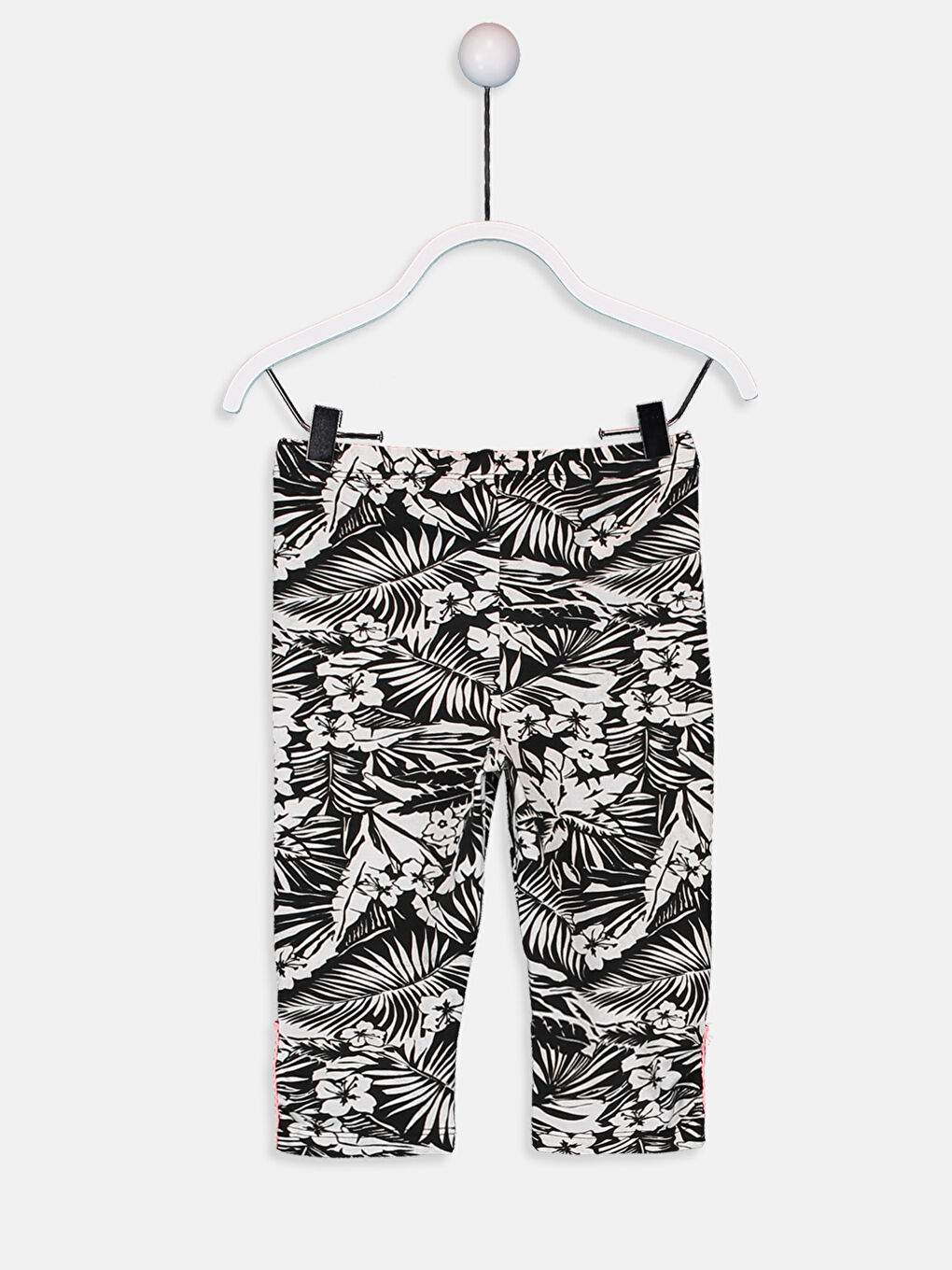 Siyah Kız Bebek Çiçek Desenli Pamuklu Tayt Anne Kız Kombini-2