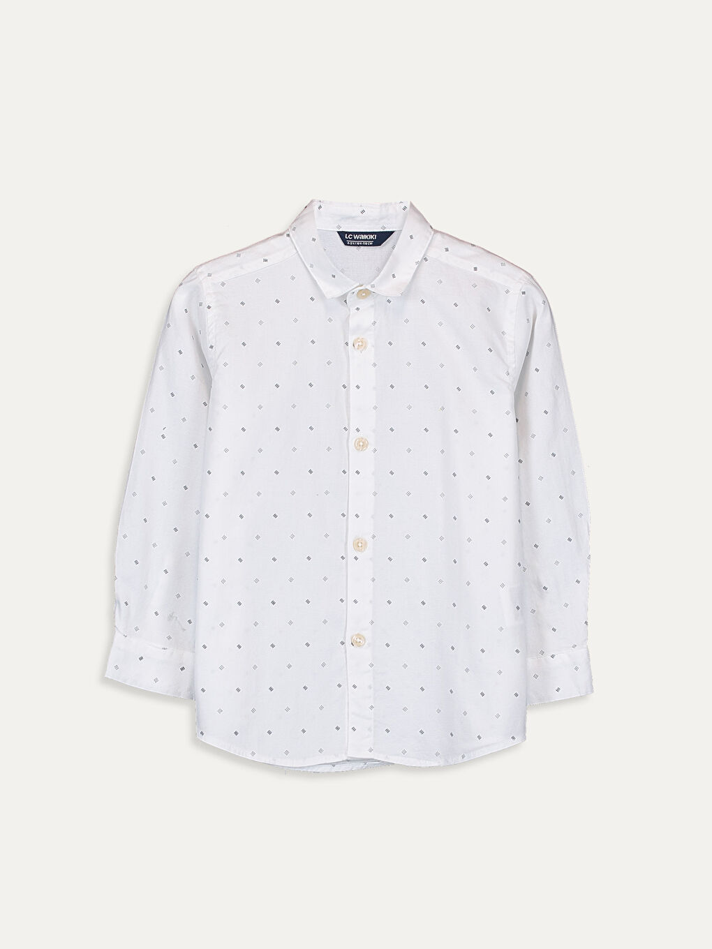 Beyaz Erkek Çocuk Pamuklu Uzun Kollu Gömlek