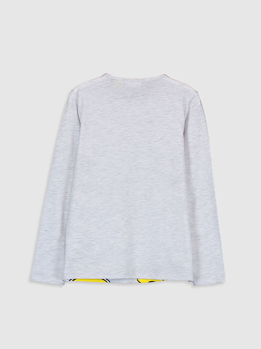 Gri Bisiklet Yaka Uzun Kollu Kız Çocuk Tişört-1