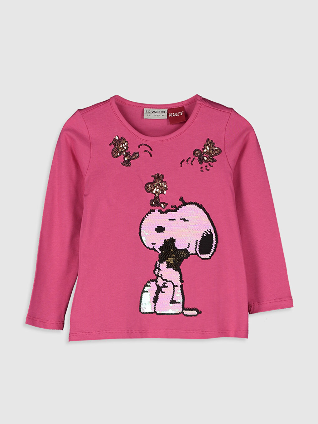 Pembe Bisiklet Yaka Uzun Kollu Kız Çocuk Tişört