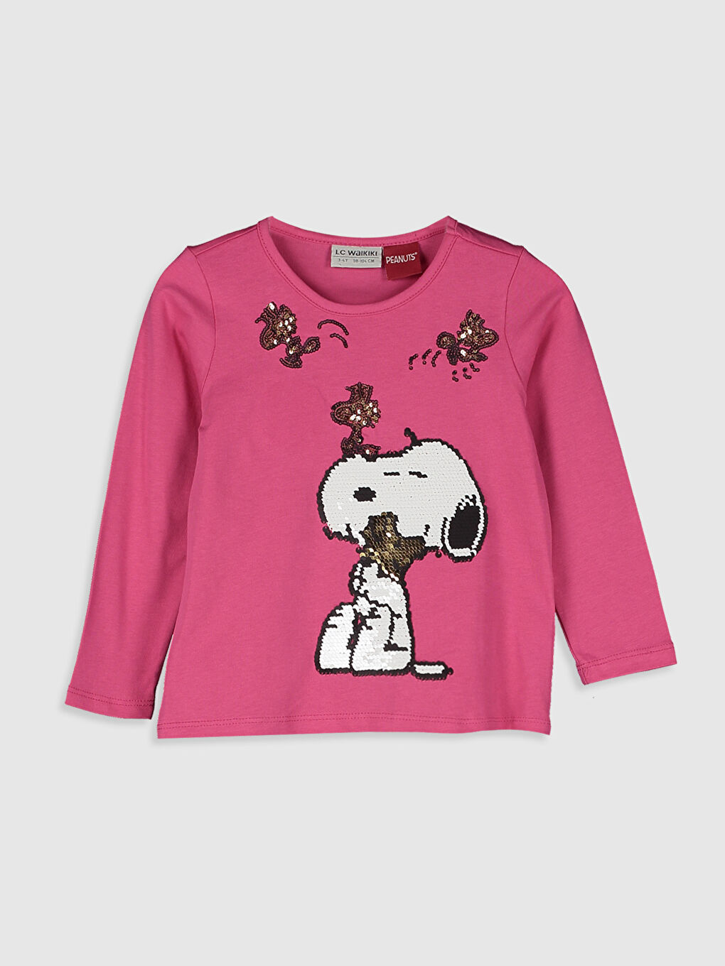 Pembe Bisiklet Yaka Uzun Kollu Kız Çocuk Tişört-1