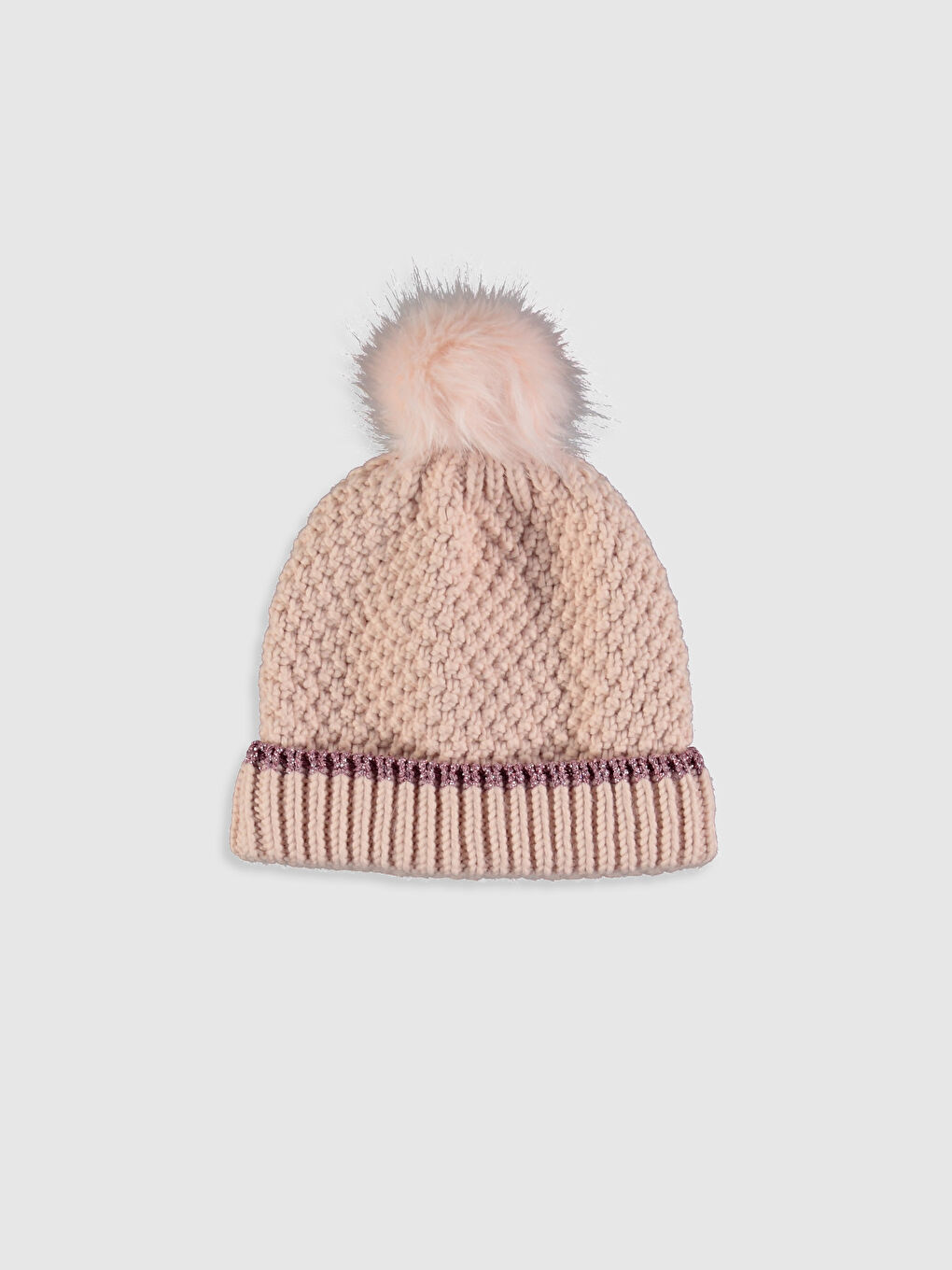 Pembe Kız Çocuk Ponponlu Triko Bere ve Boyunluk-2