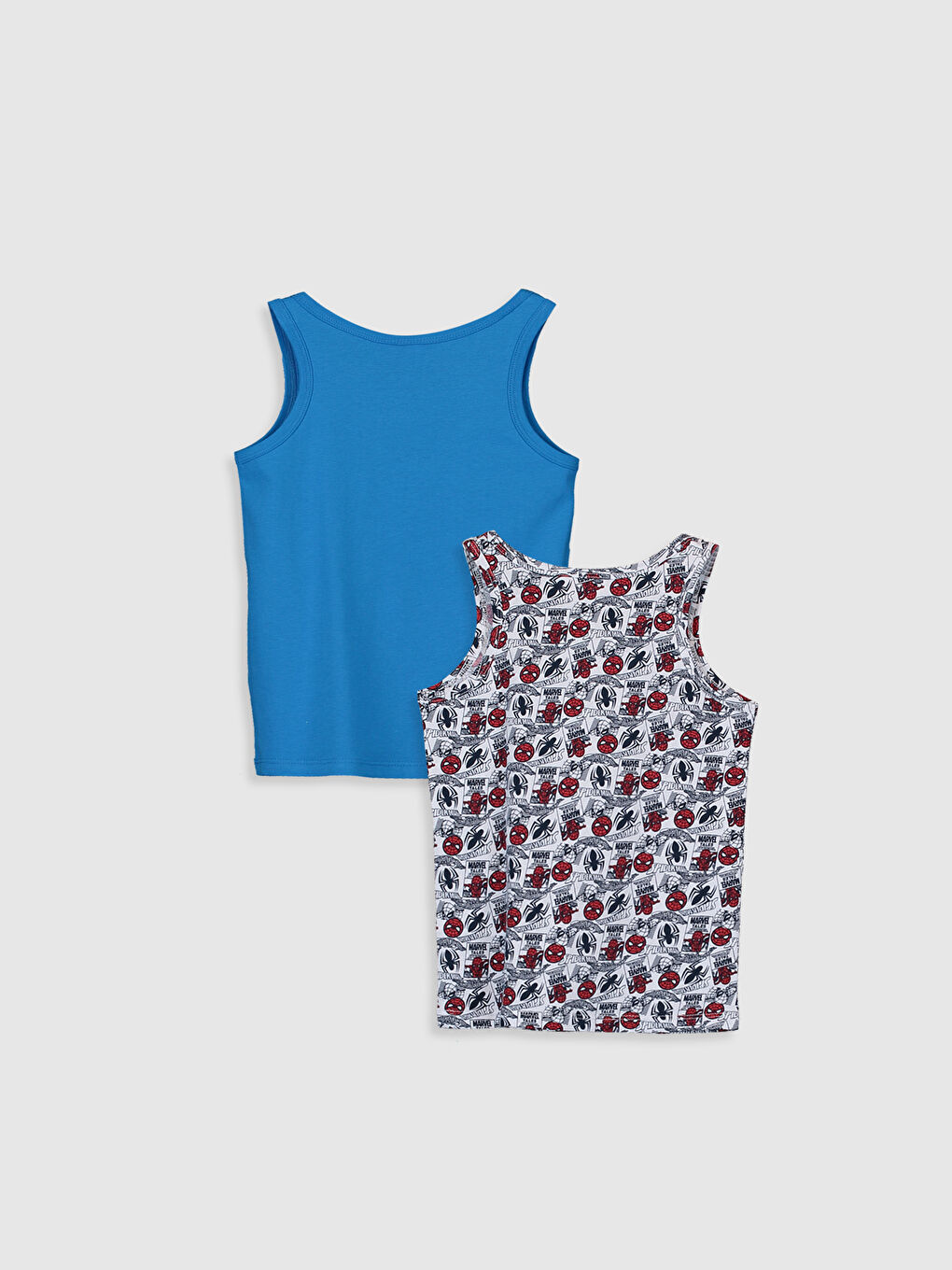 Beyaz Bisiklet Yaka Baskılı Erkek Çocuk Atlet 2'li-1