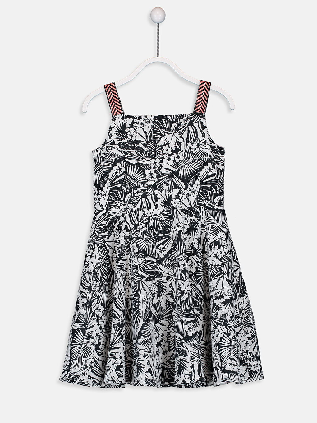 Siyah Kız Çocuk Askılı Pamuklu Elbise Anne Kız Kombini-1