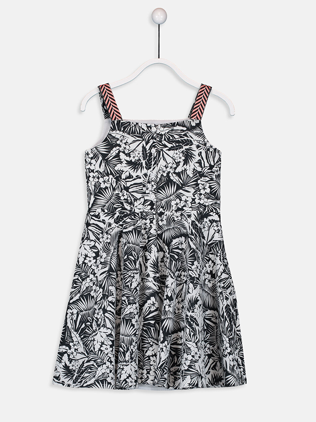 Siyah Kız Çocuk Askılı Pamuklu Elbise Anne Kız Kombini-2