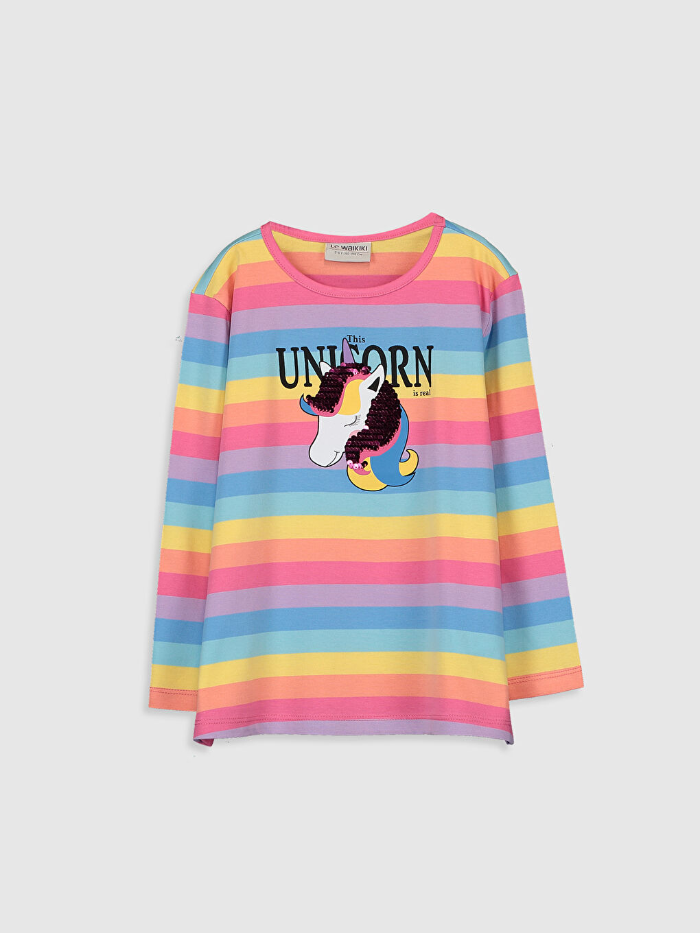 تيشيرت بناتي مطبوع ومطرز بالترتر-1