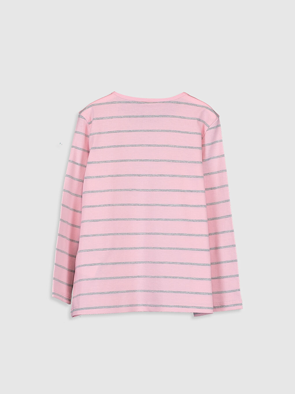 Pembe Bisiklet Yaka Uzun Kollu Kız Çocuk Tişört-1