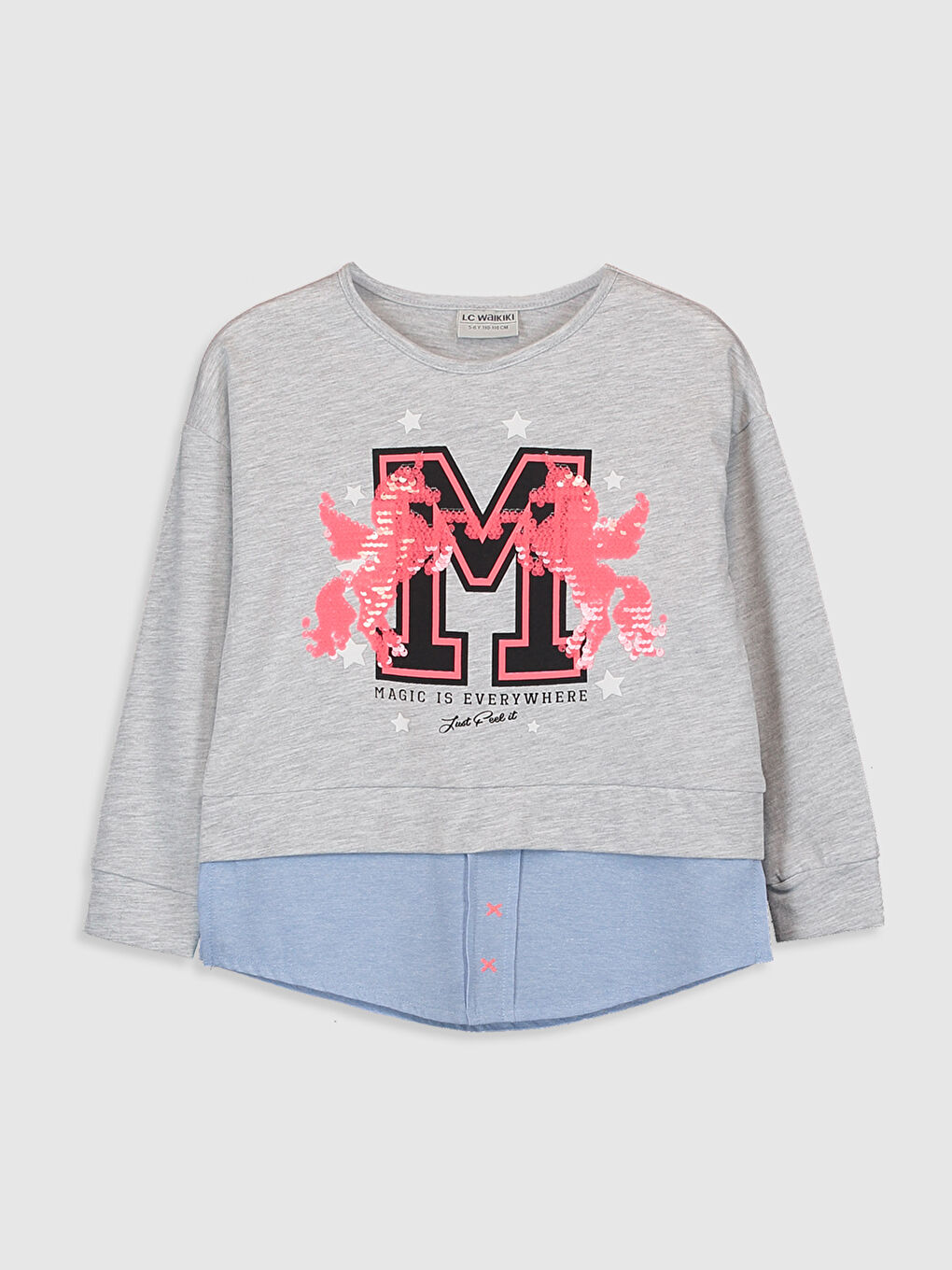 Beyaz Bisiklet Yaka Uzun Kollu Kız Çocuk Tişört