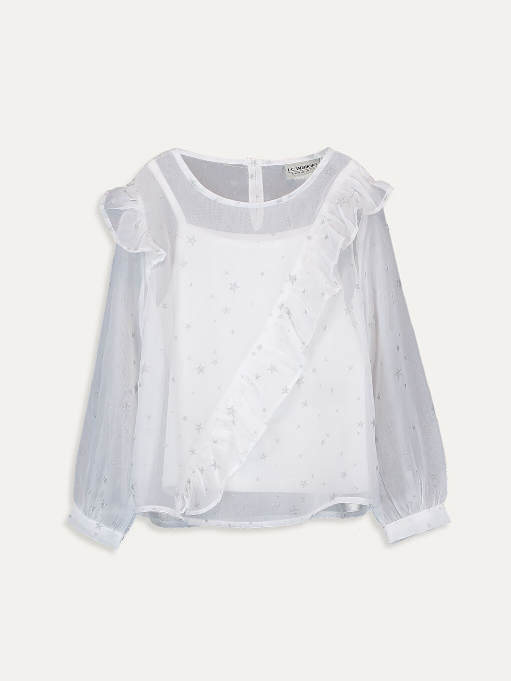 Crew Neck Long Sleeve Girls' Blouse