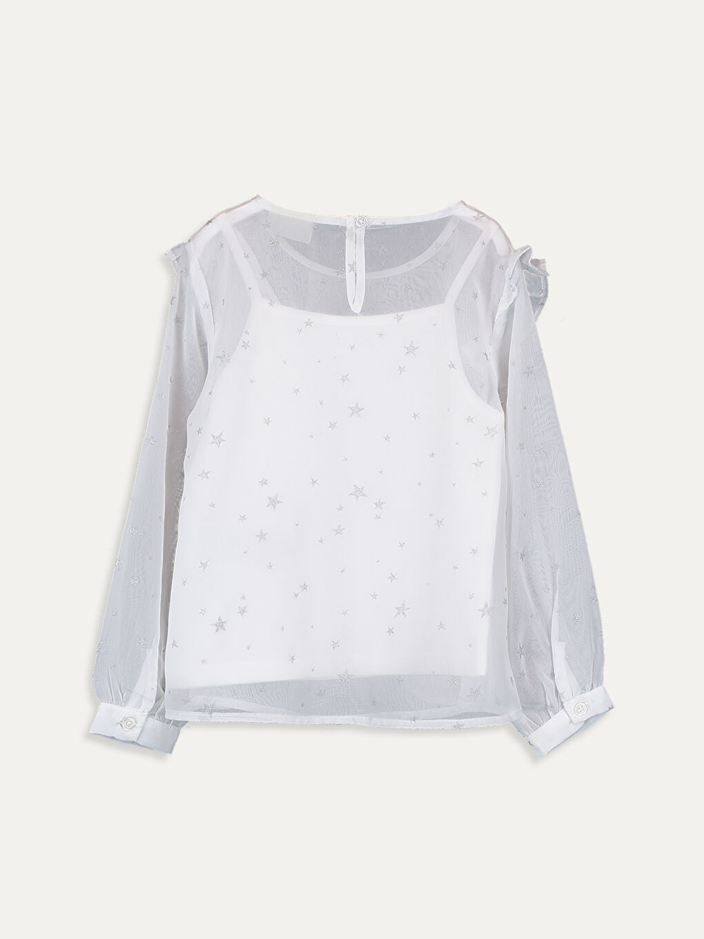 Crew Neck Long Sleeve Girls' Blouse-1