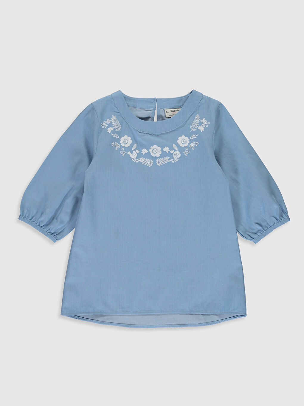 Mavi Bisiklet Yaka Uzun Kollu Kız Çocuk Bluz