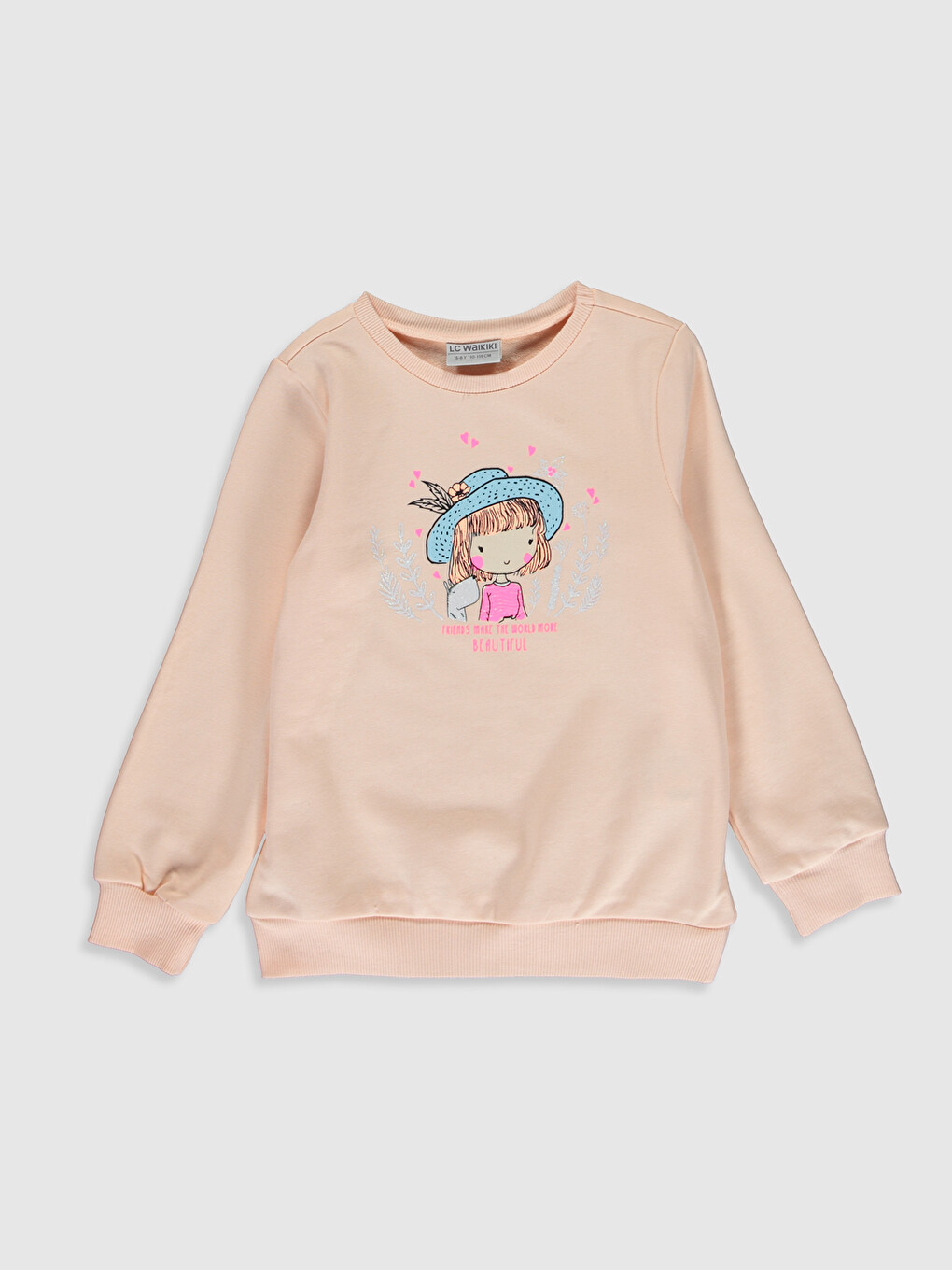 Crew Neck Printed Long Sleeve Girls' Sweatshirt