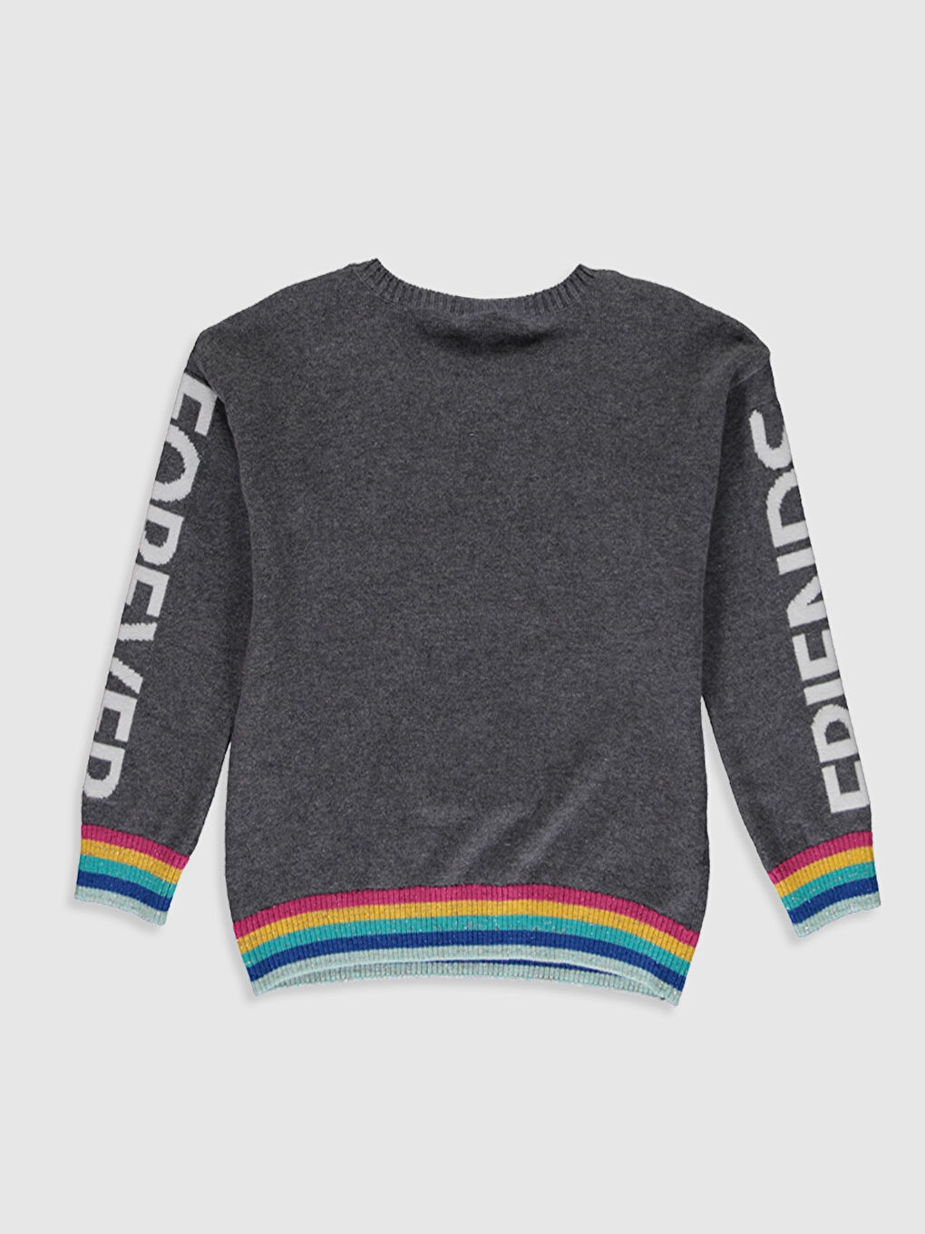 Antrasit Bisiklet Yaka Kız Çocuk Kazak-1