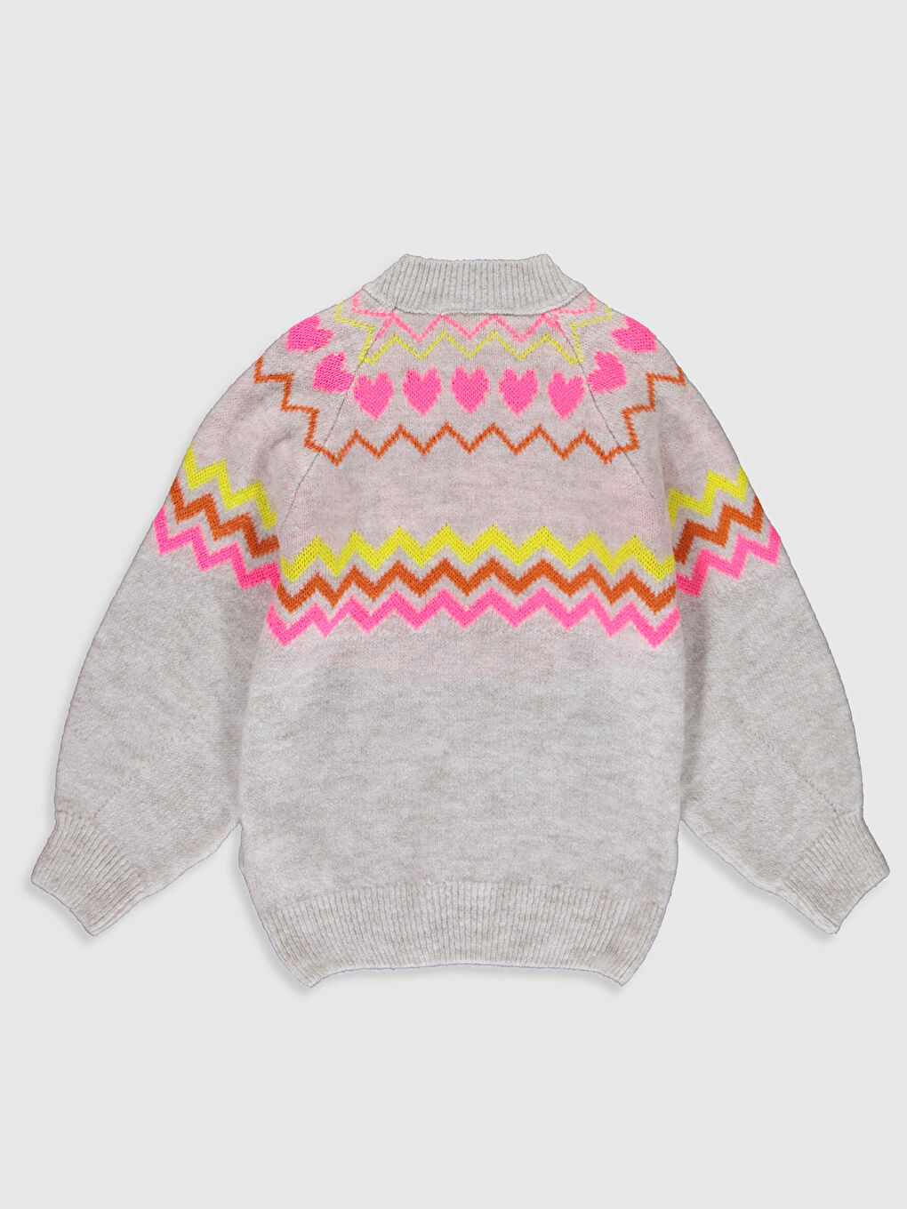 Bej Bisiklet Yaka Kız Çocuk Kazak-1