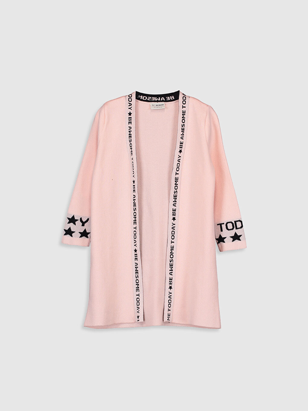 Pembe Desenli Kız Çocuk Triko Hırka