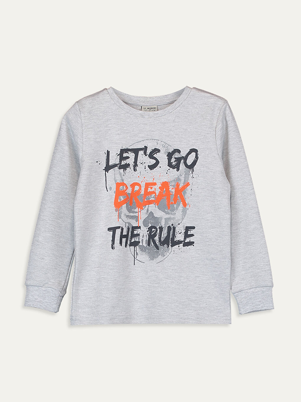 Gri Bisiklet Yaka Uzun Kollu Erkek Çocuk Tişört