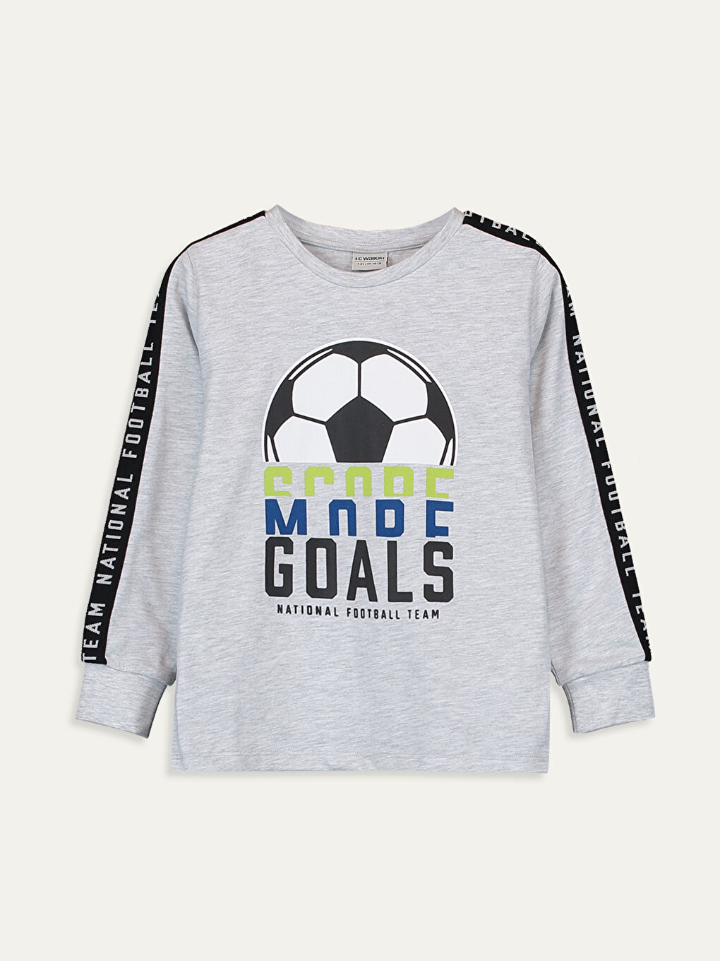 Gri Bisiklet Yaka Uzun Kollu Erkek Çocuk Tişört