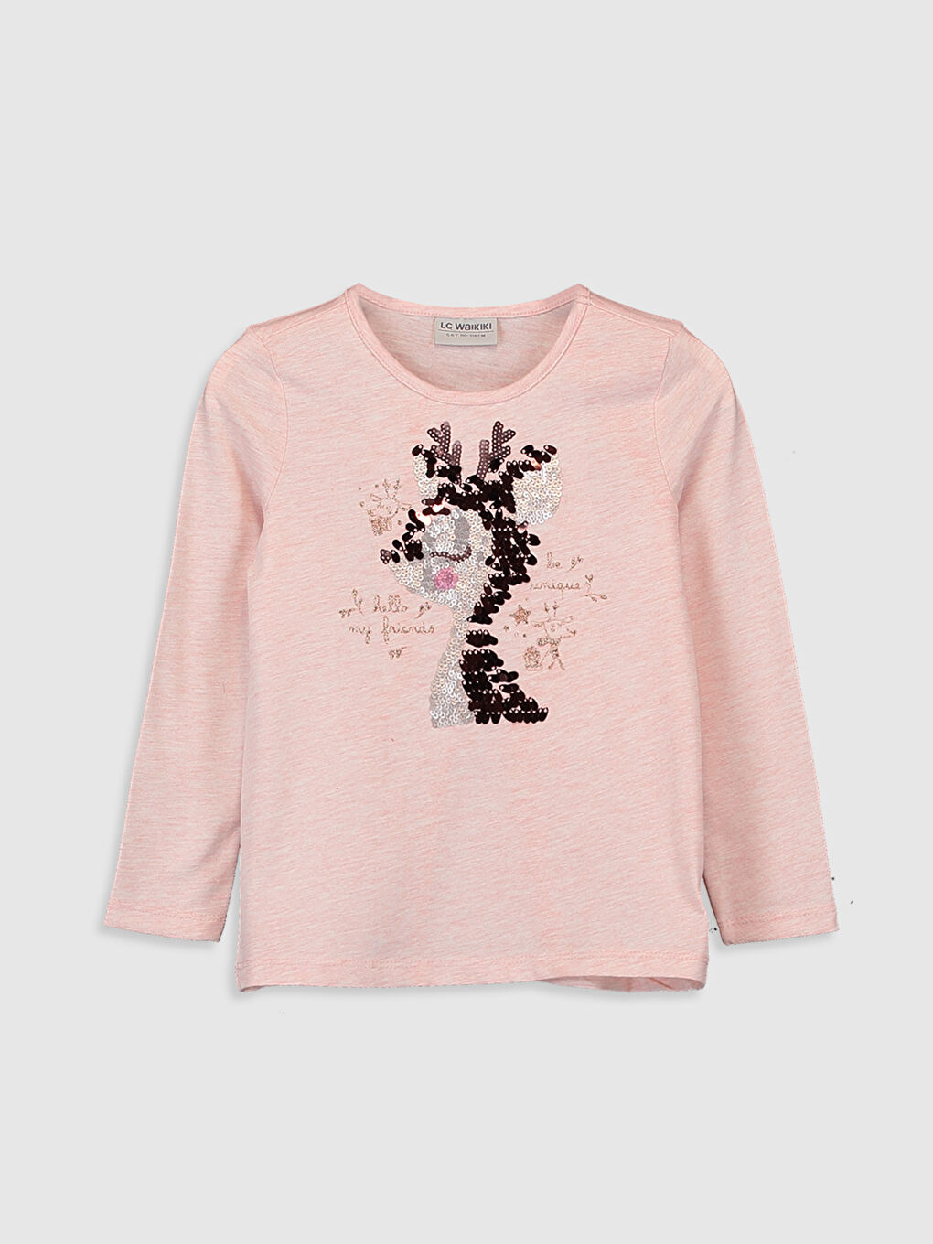 Pembe Bisiklet Yaka Uzun Kollu Kız Çocuk Tişört