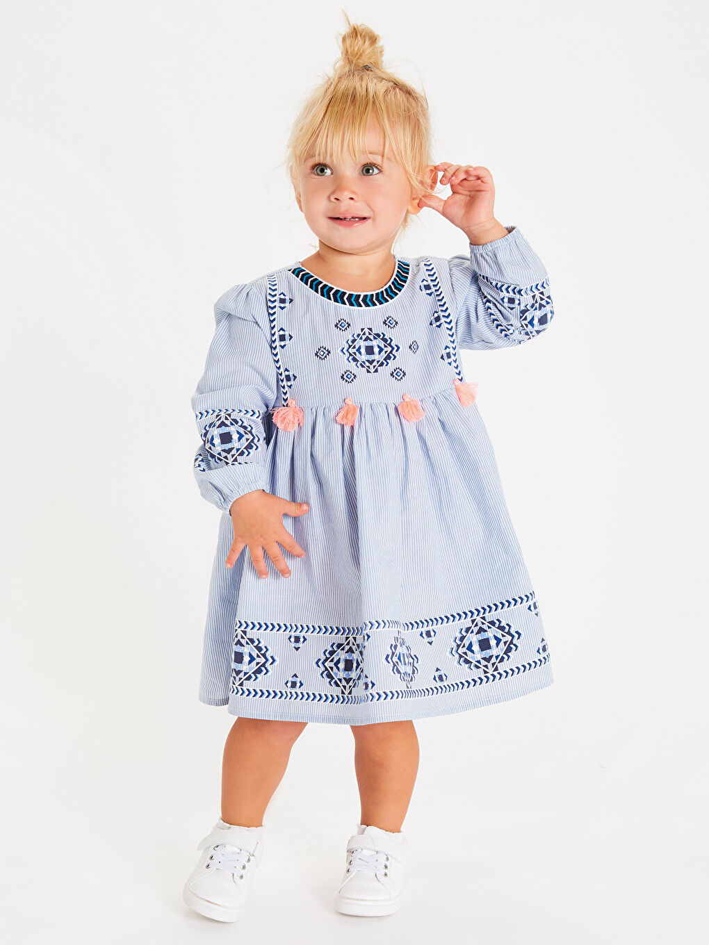 Robe en Popeline Rayée pour Fille Bébé Mère et Fille Assorties-1