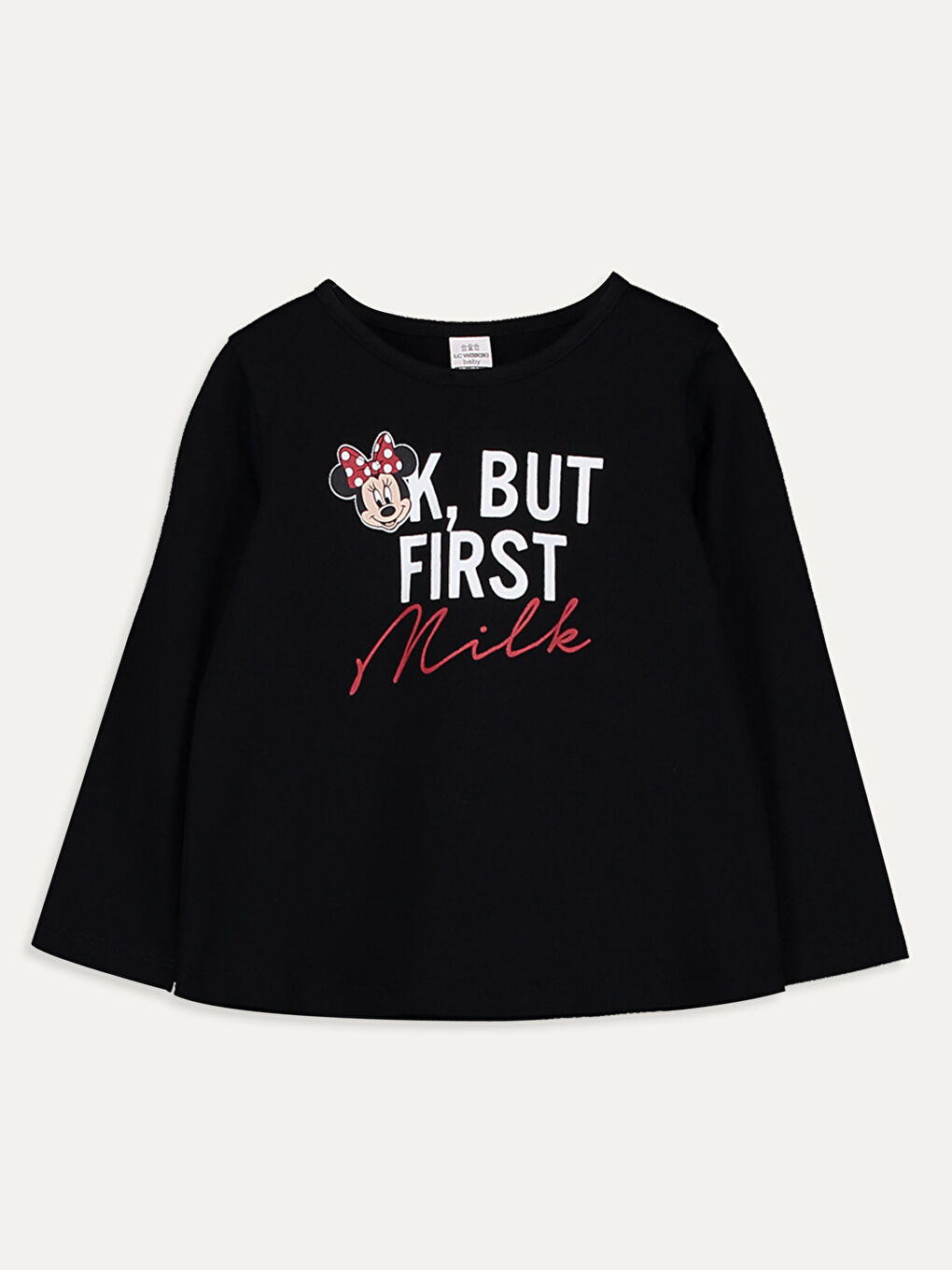 Siyah Kız Bebek Minnie Mouse Pamuklu Tişört Anne Kız Kombini