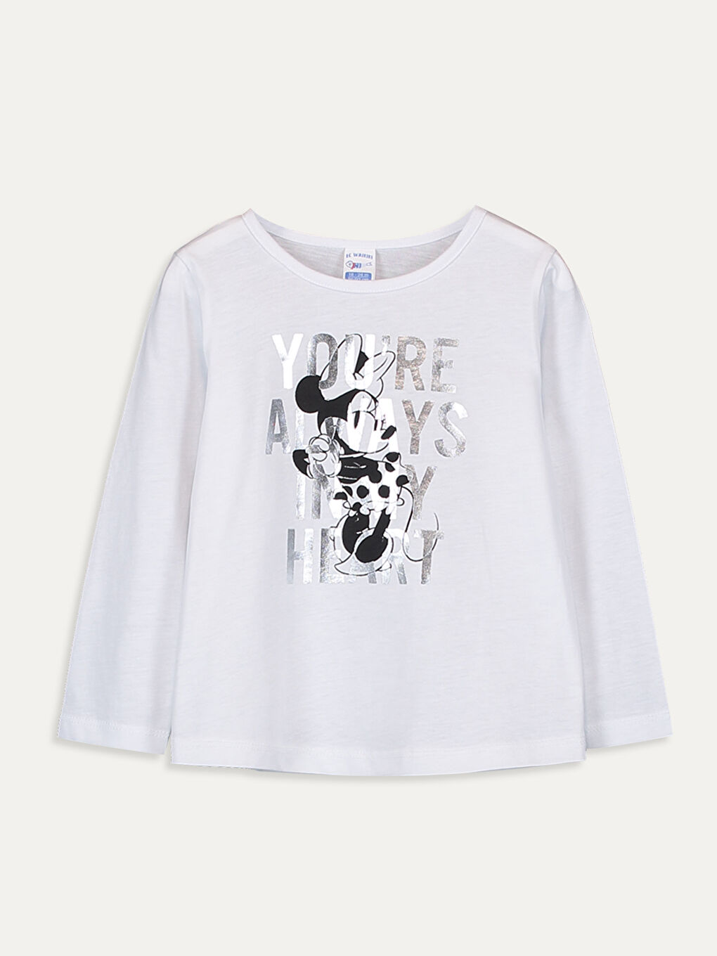 Beyaz Kız Bebek Minnie Mouse Pamuklu Tişört Anne Kız Kombini-2