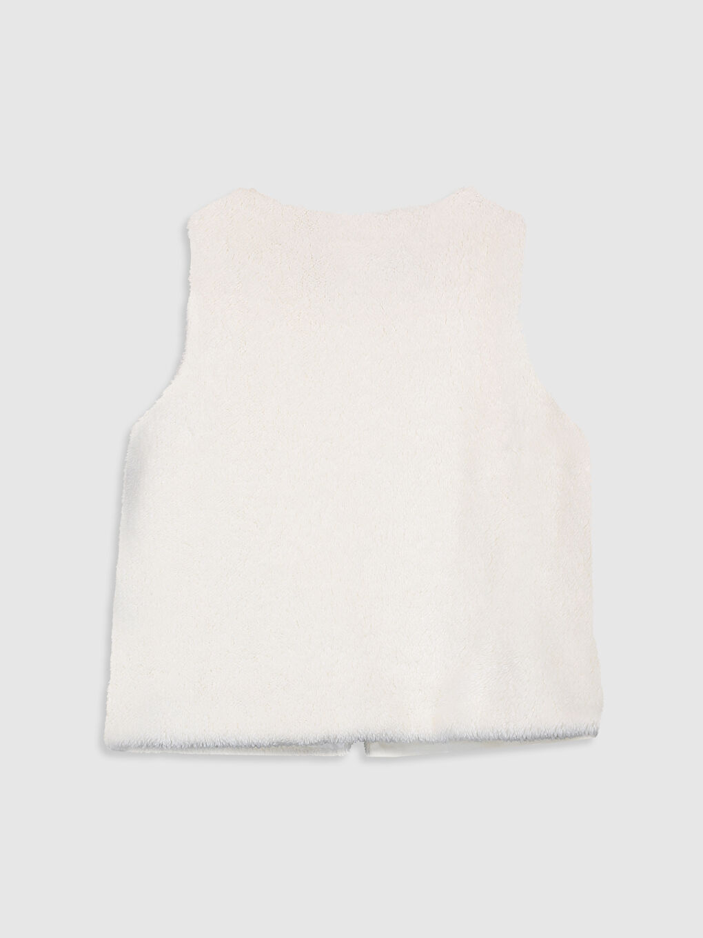 Ekru Bisiklet Yaka Baskılı Pelüş Kız Çocuk Yelek-1