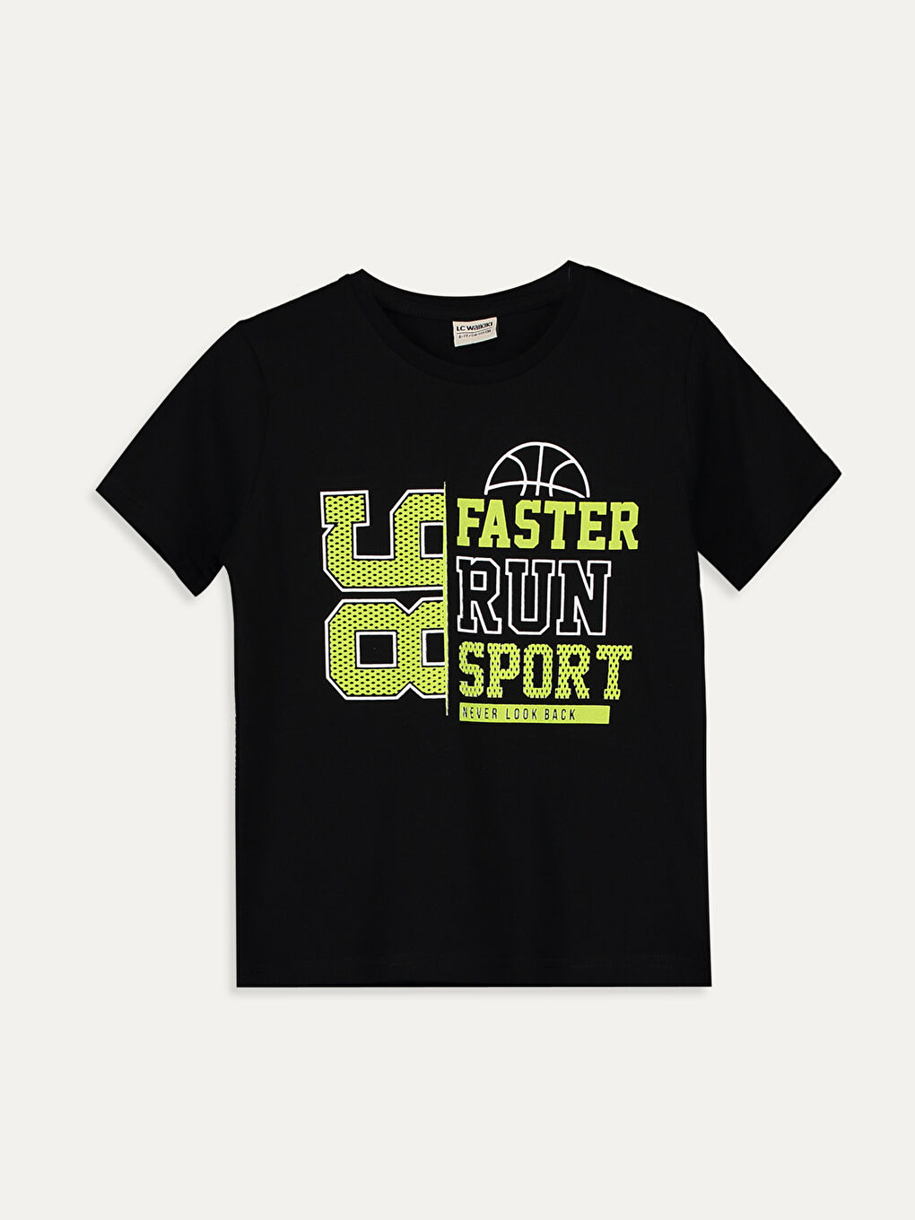 Siyah Bisiklet Yaka Kısa Kollu Erkek Çocuk Tişört