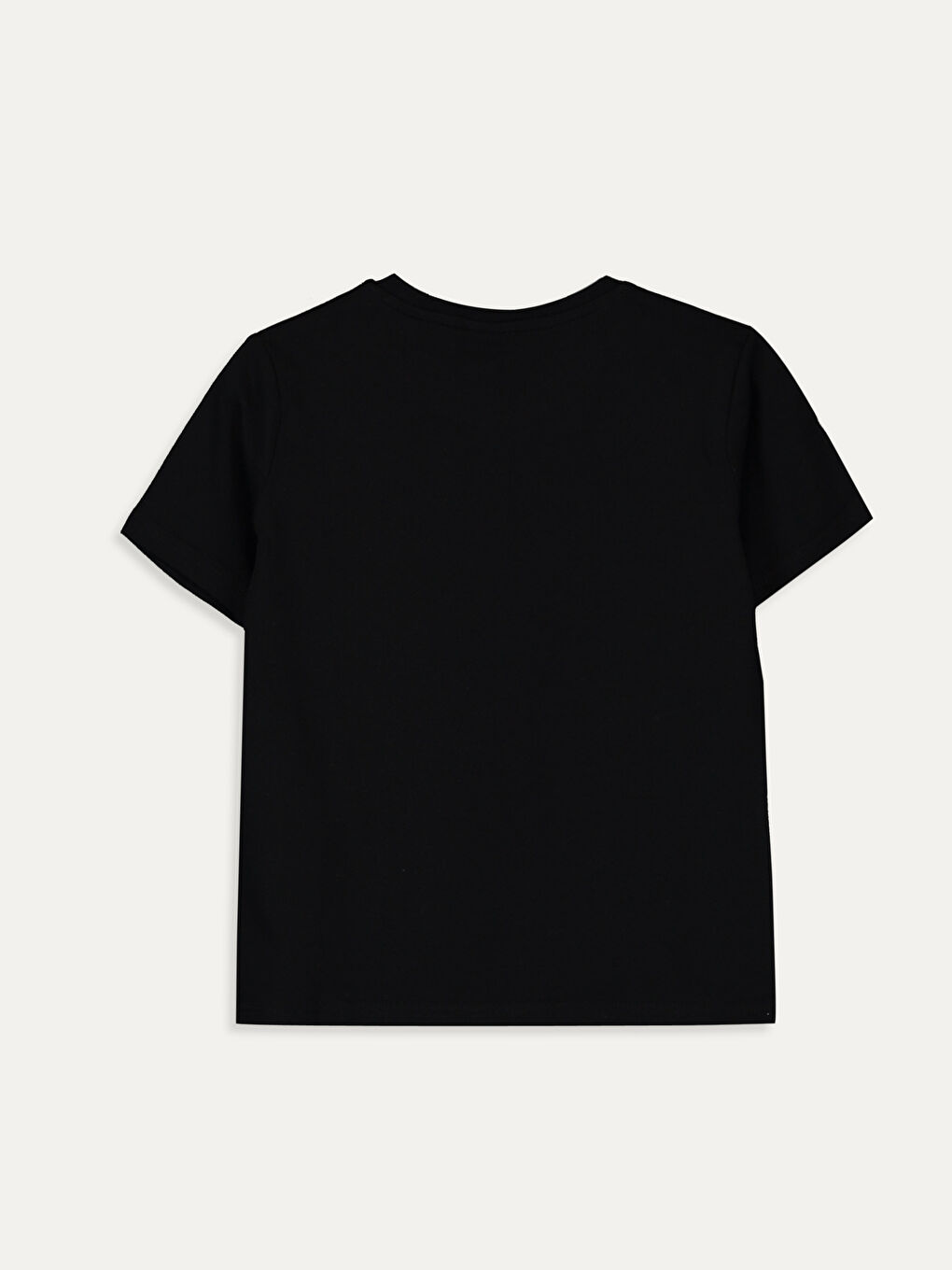 Siyah Bisiklet Yaka Kısa Kollu Erkek Çocuk Tişört-1