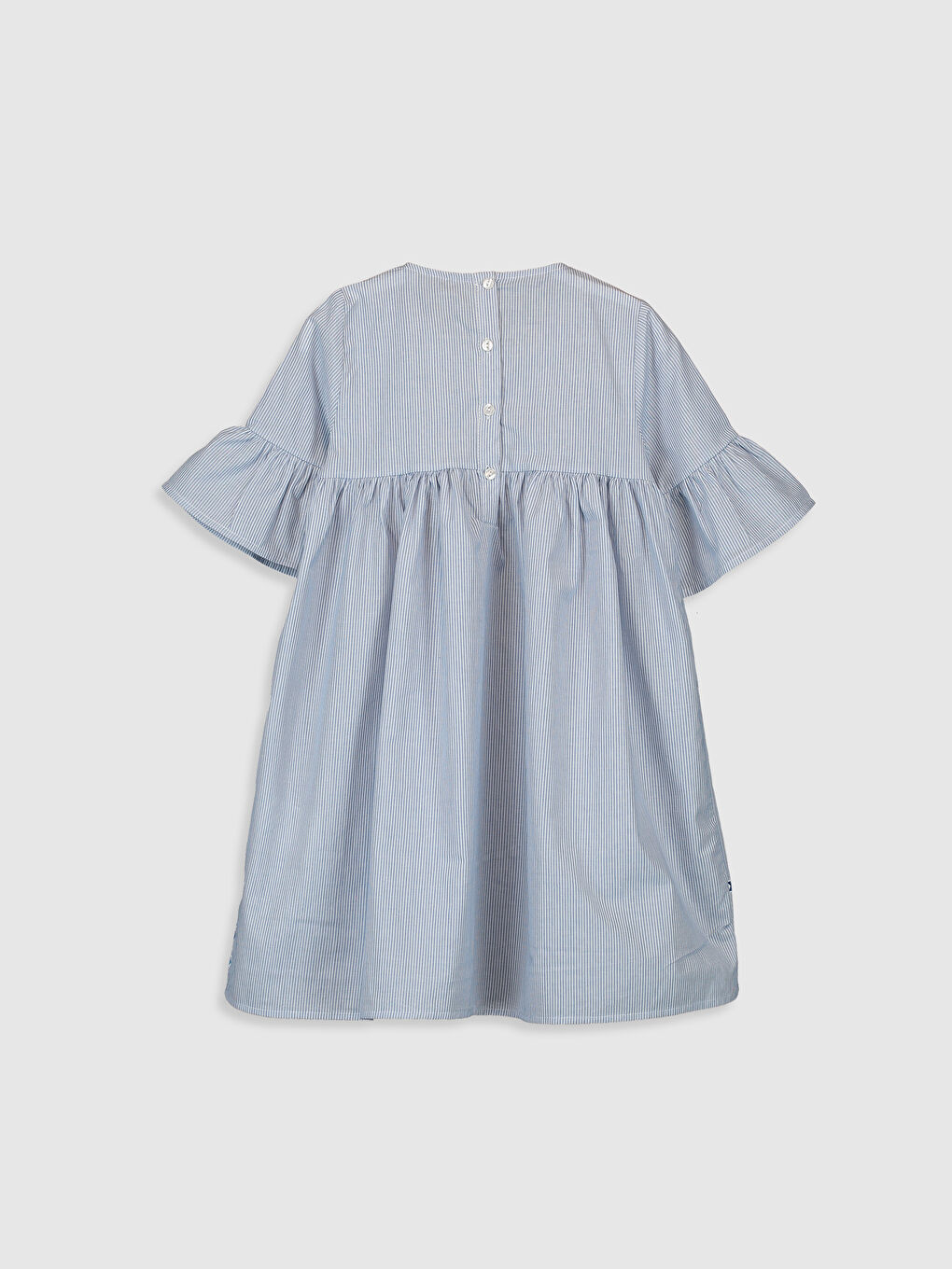 Mavi Kız Çocuk Desenli Pamuklu Elbise Anne Kız Kombini-1