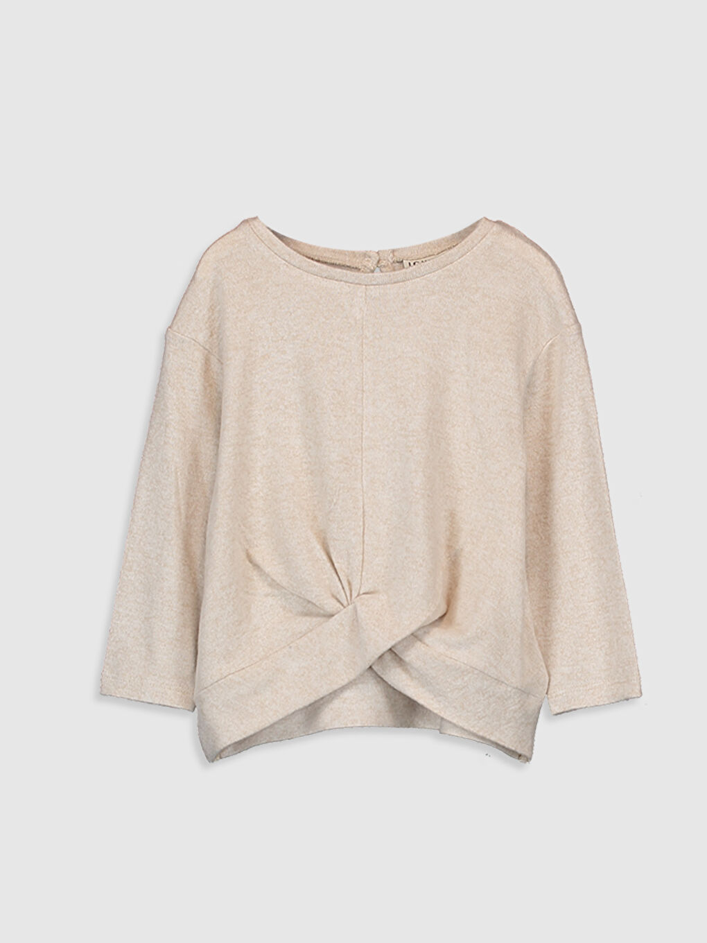 Ekru Kız Bebek Beli Büzgü Detaylı Tişört Anne Kız Kombini