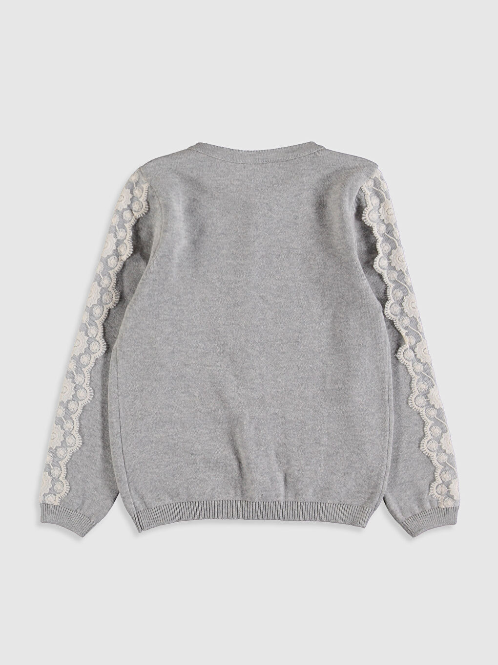 Gri Bisiklet Yaka Kız Çocuk Hırka-1