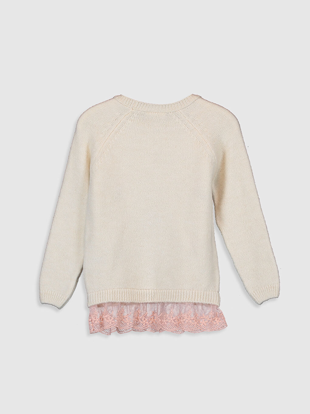 Bej Bisiklet Yaka Kız Çocuk Kazak-1