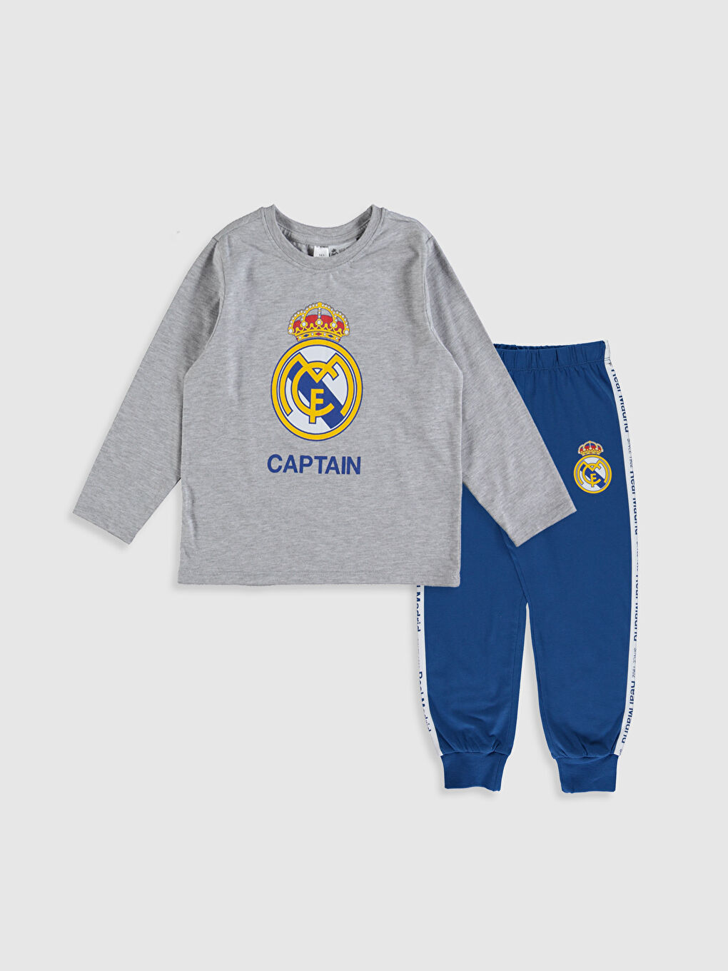 Gri Erkek Çocuk Real Madrid Baskılı Taraftar Pijama Takımı