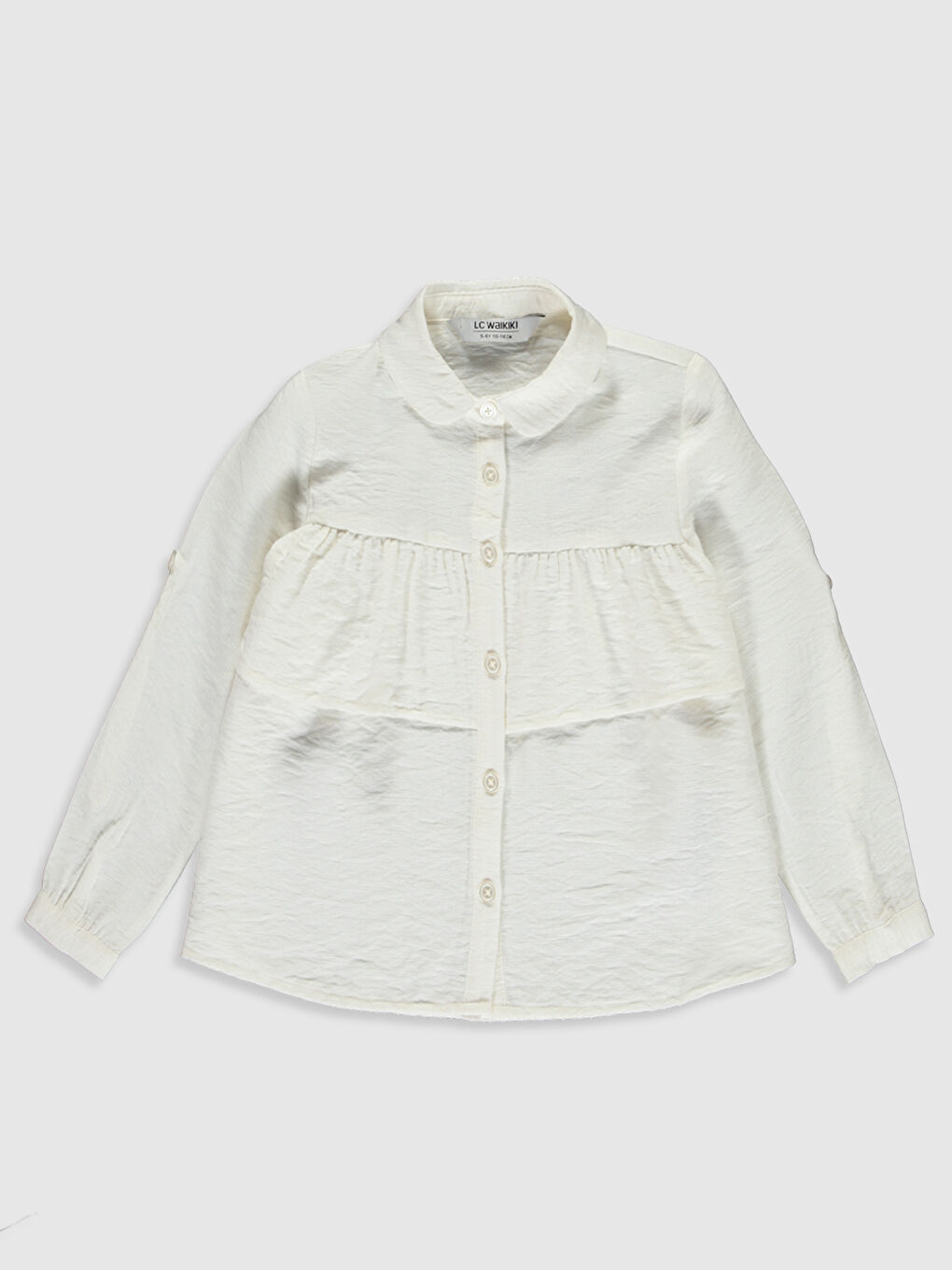 Ekru Kız Çocuk Viskon Gömlek Anne Kız Kombini-1