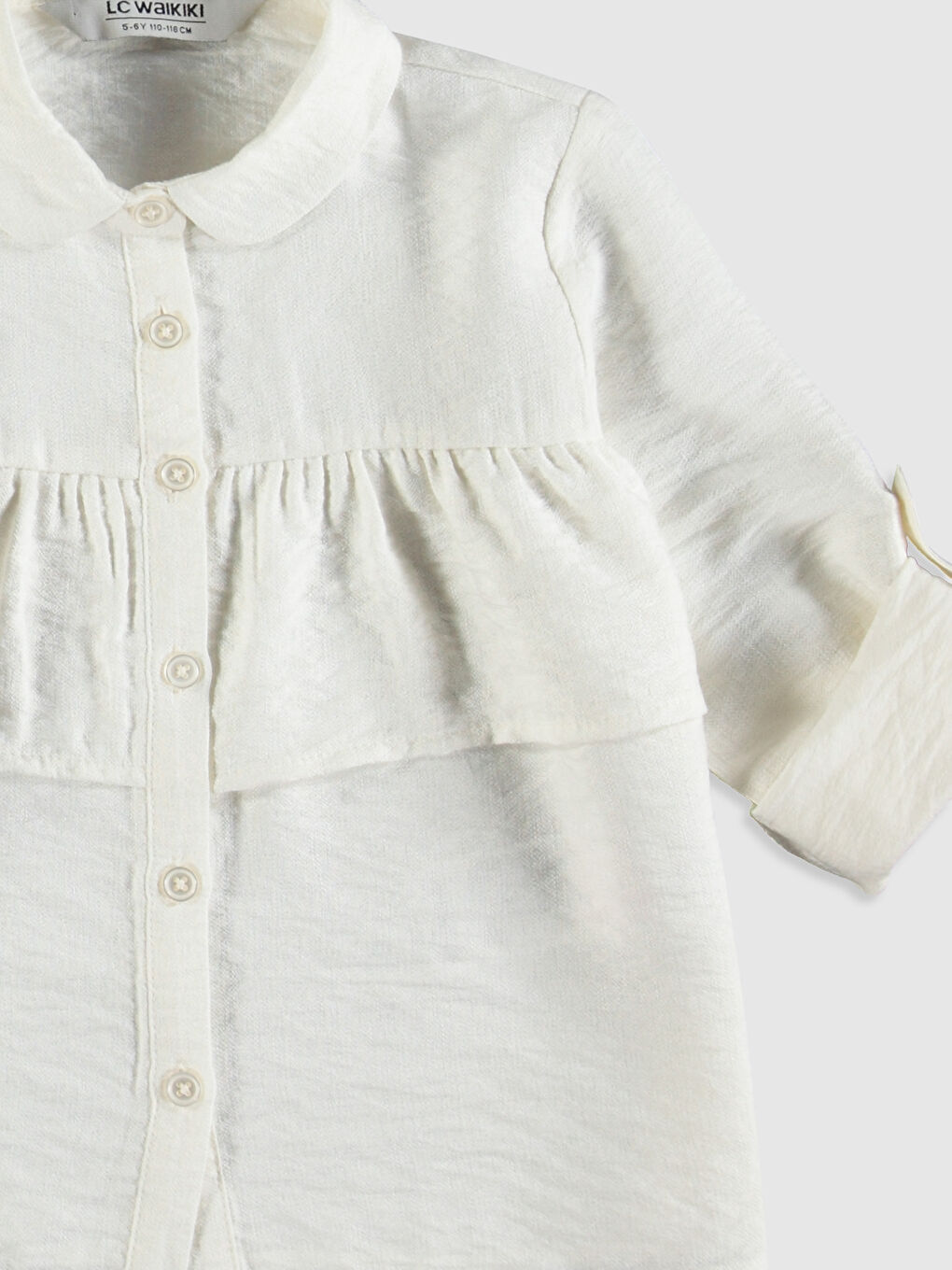 Ekru Kız Çocuk Viskon Gömlek Anne Kız Kombini-3