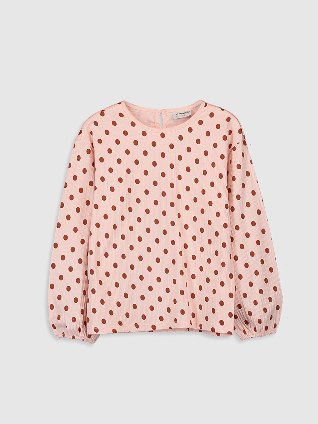 Pembe Bisiklet Yaka Uzun Kollu Kız Çocuk Tişört-1