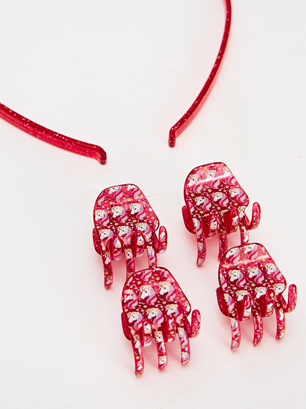 Karışık Kız Çocuk Baskılı Taç ve Toka Seti-1