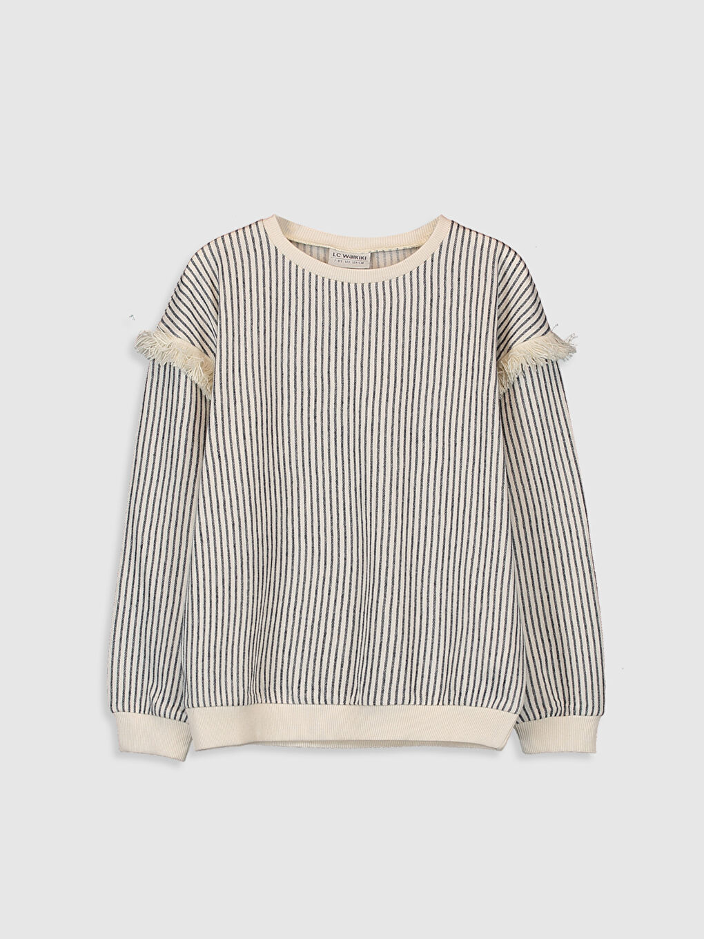 Ekru Çizgili Sweatshirt-1