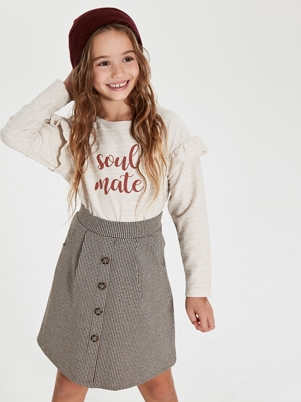 Футболка для девочек с круглым вырезом и длинными рукавами